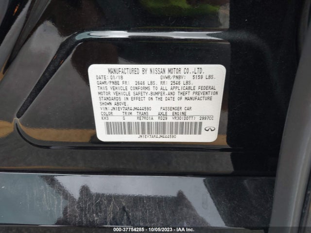2018 INFINITI Q50 3.0T LUXE VIN: JN1EV7AR4JM444590