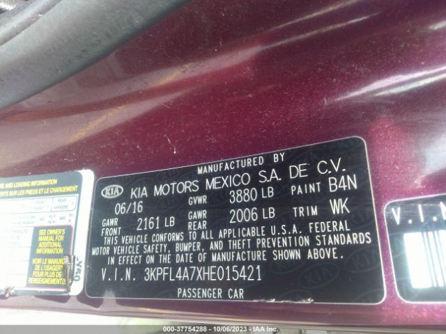 3KPFL4A7XHE015421 KIA FORTE LX