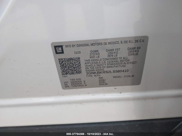 2020 CHEVROLET BLAZER RS VIN: 3GNKBKRS2LS580410