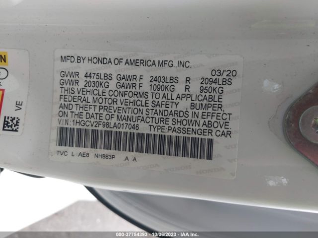 1HGCV2F98LA017046 Honda Accord Sedan Touring
