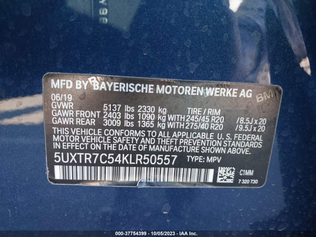BMW X3 Sdrive30i 2019 5UXTR7C54KLR50557 Image 9