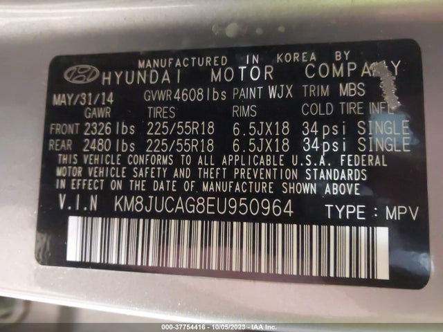 Hyundai Tucson Limited 2014 KM8JUCAG8EU950964 Image 9