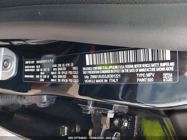 ZN661XUS3JX301221 Maserati Levante Gransport