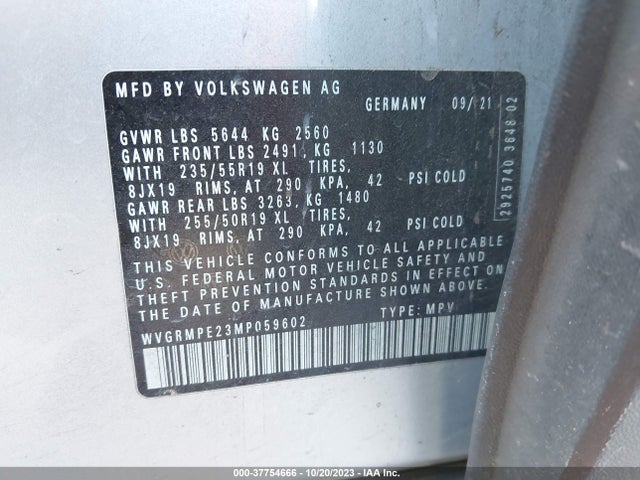 WVGRMPE23MP059602 Volkswagen ID.4 PRO