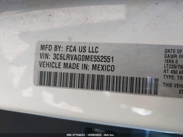 3C6LRVAG0ME552551 RAM Promaster Cargo Van