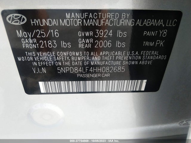Hyundai ELANTRA SE 2017 5NPD84LF4HH082685 Image 9