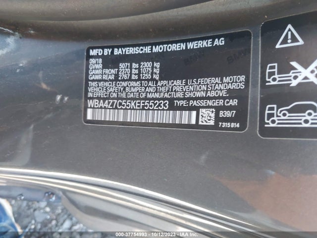 BMW 440i Xdrive 2019 WBA4Z7C55KEF55233 Image 9