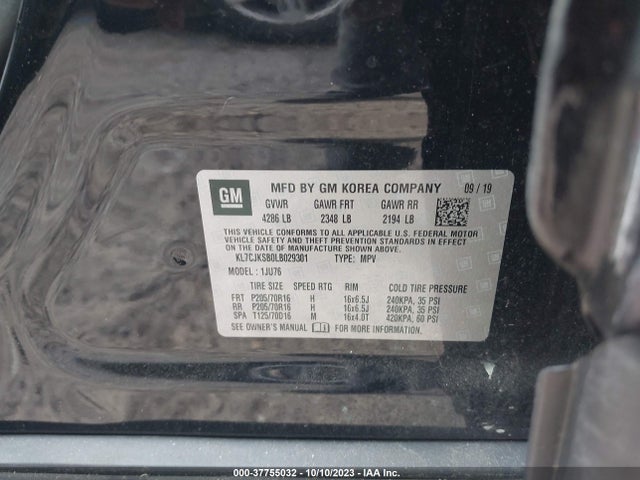 Chevrolet TRAX LS 2020 KL7CJKSB0LB029301 Image 9