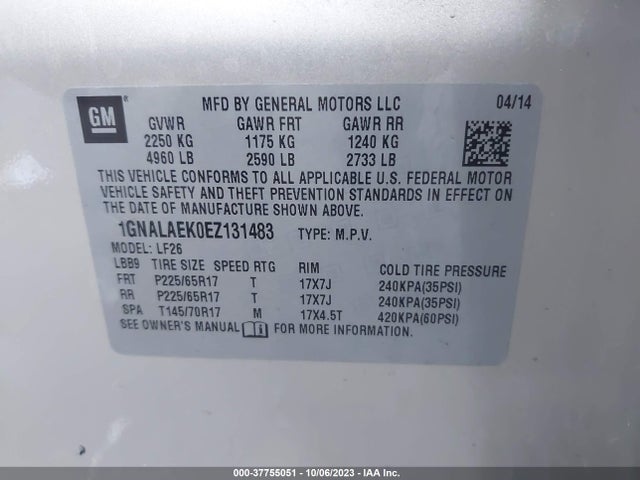 Chevrolet EQUINOX LS 2014 1GNALAEK0EZ131483 Image 9