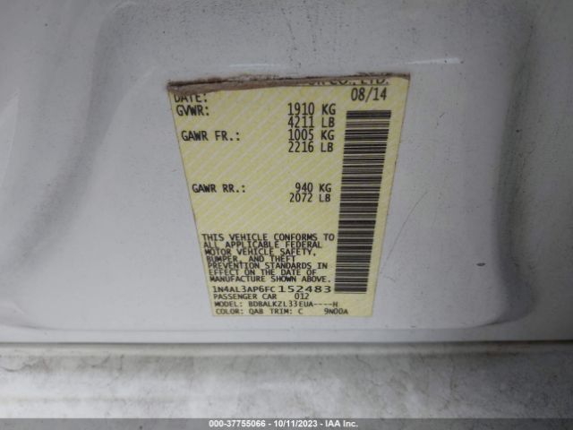 1N4AL3AP6FC152483 Nissan Altima 2.5 Sv