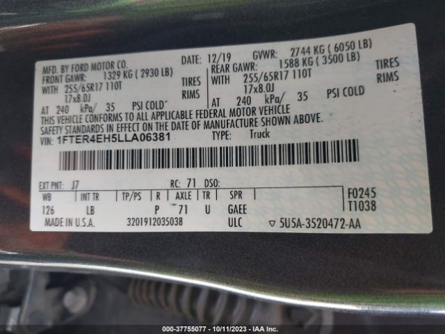 1FTER4EH5LLA06381 Ford Ranger Xlt