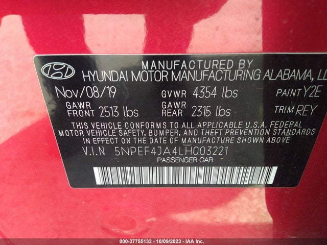 Hyundai SONATA SEL 2020 5NPEF4JA4LH003221 Image 9