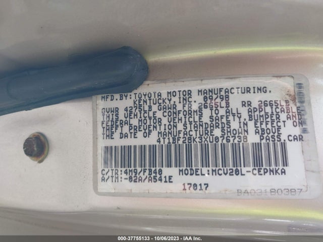 1999 TOYOTA CAMRY 4T1BF28K3XU076738 Photo 8
