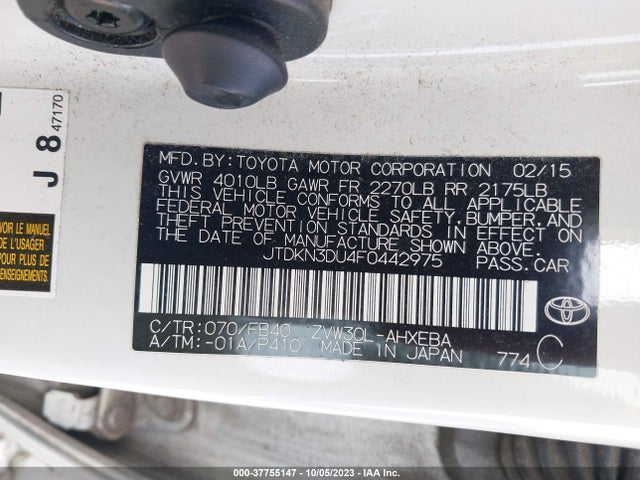 Toyota Prius Four 2015 JTDKN3DU4F0442975 Image 9