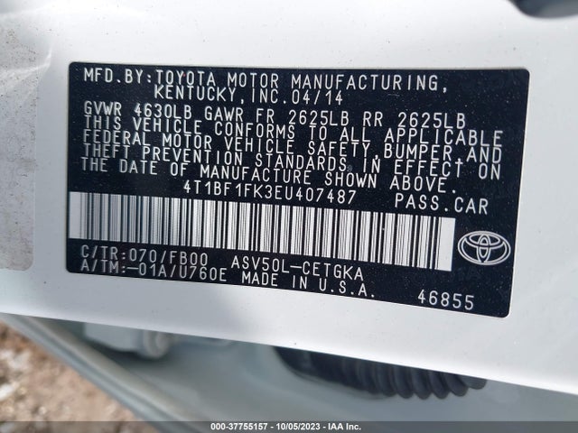 Toyota CAMRY XLE 2014 4T1BF1FK3EU407487 Image 9