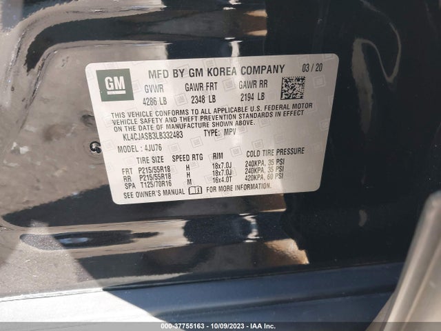 2020 BUICK ENCORE FWD PREFERRED VIN: KL4CJASB3LB332483