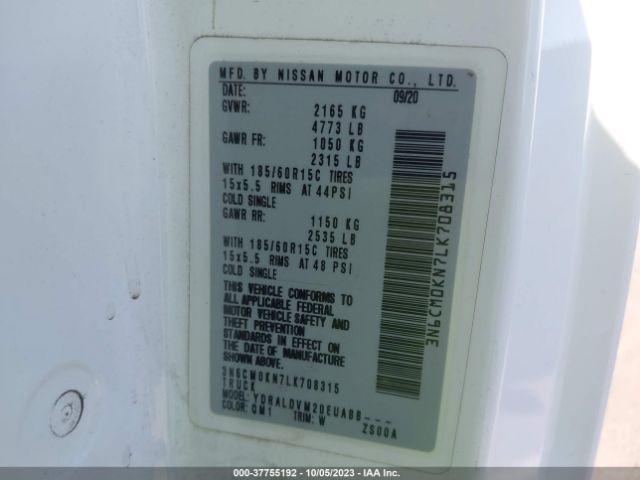 3N6CM0KN7LK708315 Nissan Nv200 Compact Cargo S