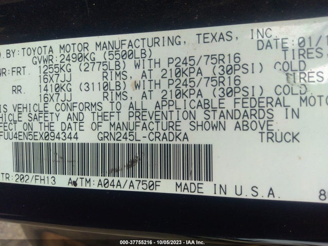 Toyota Tacoma Base V6 2014 5TFUU4EN5EX094344 Image 9