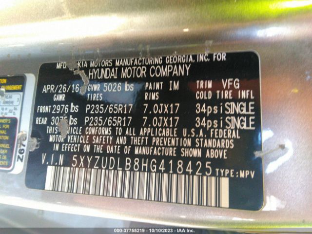 2017 HYUNDAI SANTA FE SPORT 5XYZUDLB8HG418425 Photo 8