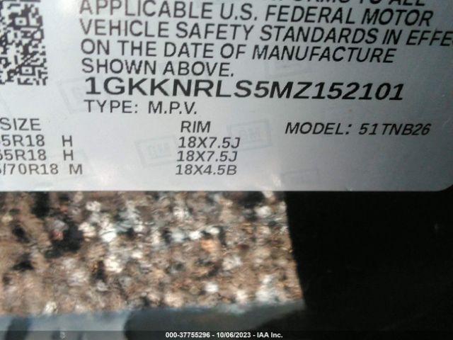 1GKKNRLS5MZ152101 GMC ACADIA SLE
