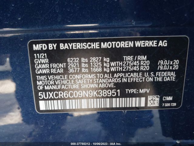 5UXCR6C09N9K38951 BMW X5 Xdrive40i