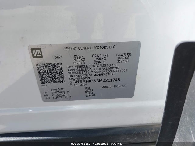 Chevrolet Traverse Lt Leather 2021 1GNERHKW3MJ211745 Image 9