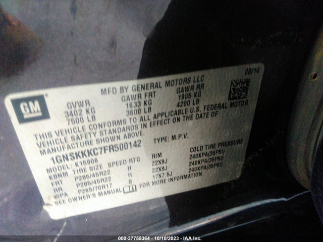 Chevrolet Suburban Ltz 2015 1GNSKKKC7FR500142 Image 9