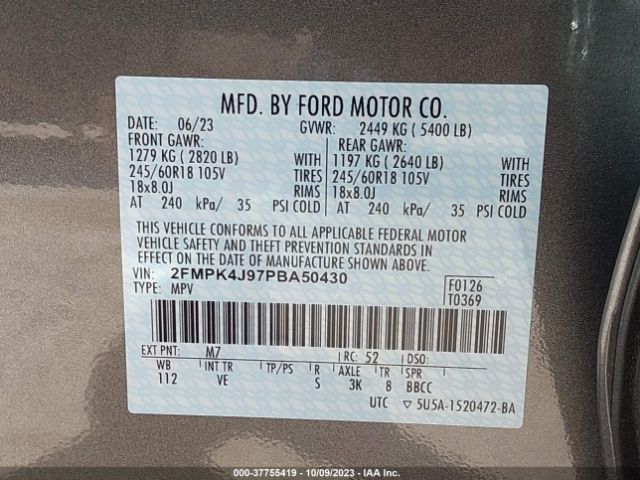 2FMPK4J97PBA50430 Ford Edge Sel/st-line
