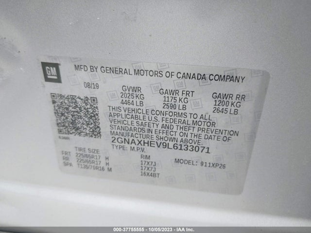 Chevrolet EQUINOX LS 2020 2GNAXHEV9L6133071 Image 9
