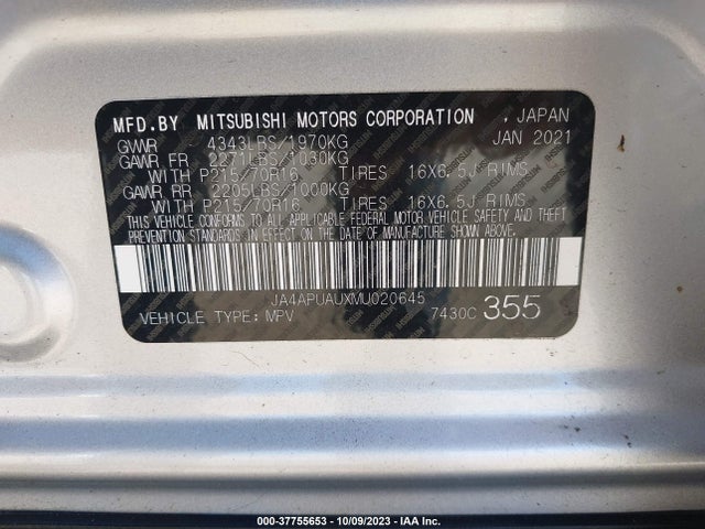 JA4APUAUXMU020645 Mitsubishi Outlander Sport Es/le/be/s