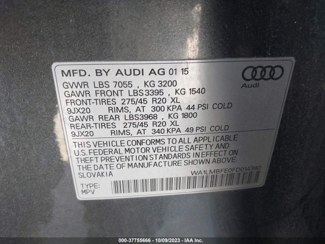 WA1LMBFE0FD014380 Audi Q7 3.0l Tdi Premium Plus