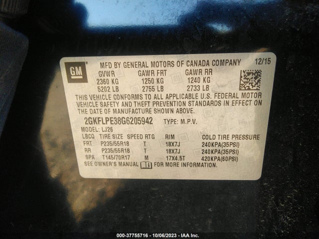GMC Terrain Slt 2016 2GKFLPE38G6205942 Image 9