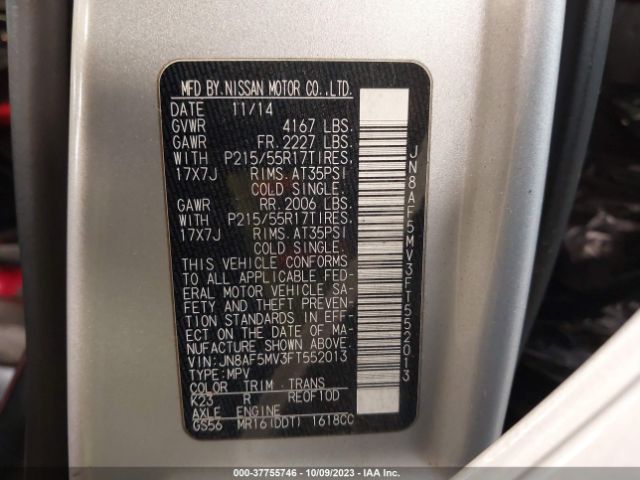 JN8AF5MV3FT552013 Nissan Juke Sl/sv/nismo/s