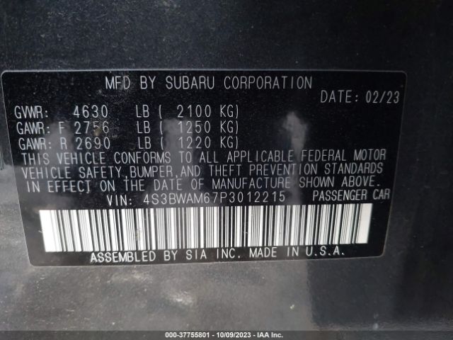 4S3BWAM67P3012215 Subaru Legacy Limited