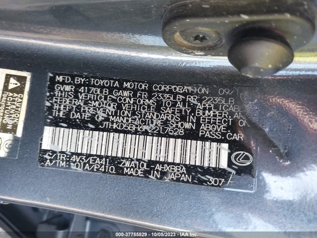JTHKD5BH9F2210024 Lexus Ct 200h Hybrid