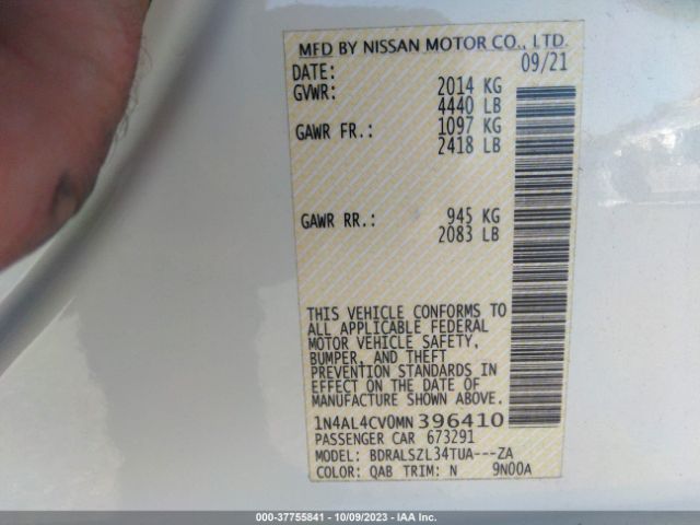 1N4AL4CV0MN396410 Nissan Altima 2.0 Sr