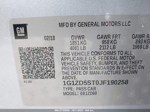 Chevrolet MALIBU LT 2018 1G1ZD5ST0JF190258 Image 9