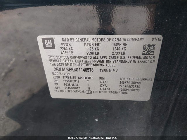 Chevrolet EQUINOX LS 2016 2GNALBEK6G1148578 Image 9
