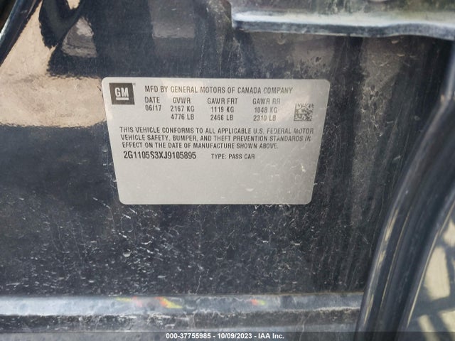 Chevrolet IMPALA LT 2018 2G1105S3XJ9105895 Image 9