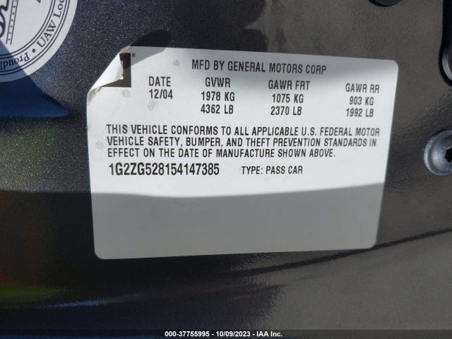 2005 PONTIAC G6 VIN: 1G2ZG528154147385
