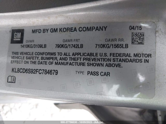 Chevrolet Spark Lt 2015 KL8CD6S92FC784679 Image 9