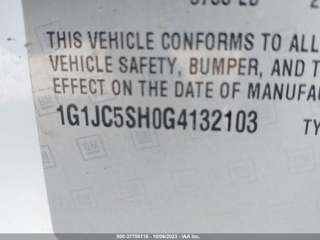 Chevrolet SONIC LT 2016 1G1JC5SH0G4132103 Image 9