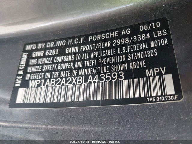 2011 PORSCHE CAYENNE WP1AB2A2XBLA43593 Photo 8