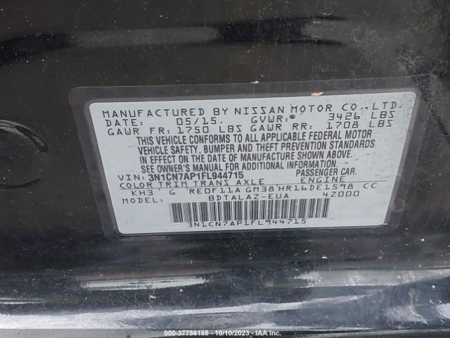 3N1CN7AP1FL944715 Nissan Versa S Plus