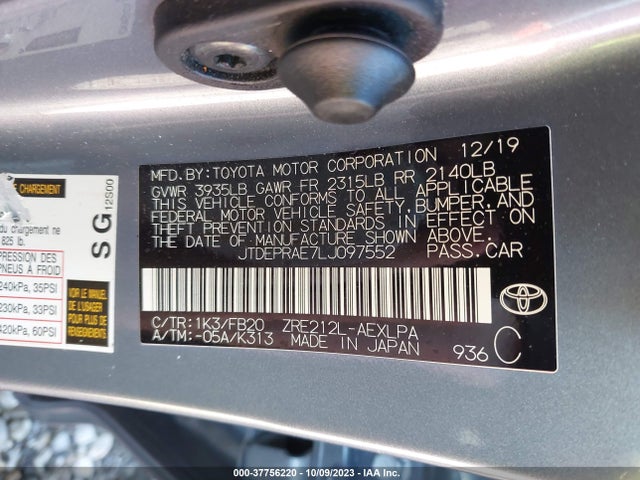 Toyota COROLLA LE 2020 JTDEPRAE7LJ097552 Image 9