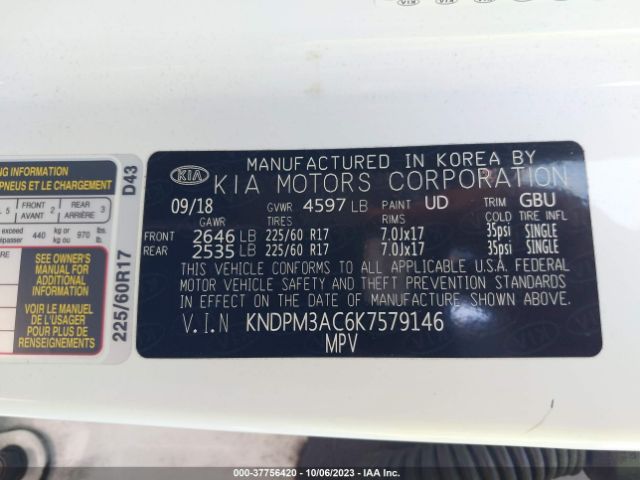 KNDPM3AC6K7579146 KIA Sportage Lx