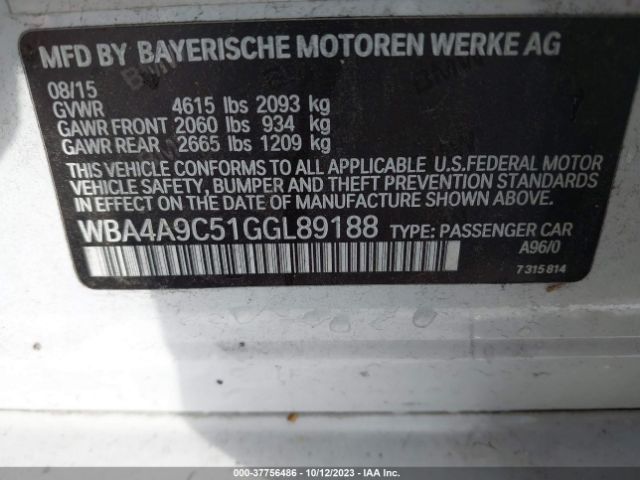 WBA4A9C51GGL89188 BMW 428i Gran Coupe