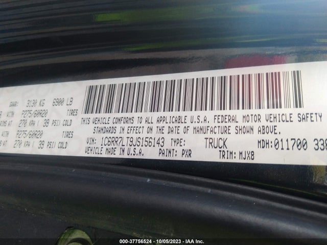 1C6RR7LT9JS156143 RAM 1500 Big Horn