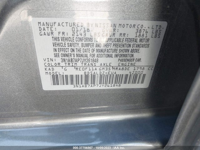 Nissan SENTRA SV 2018 3N1AB7AP7JY261848 Image 9