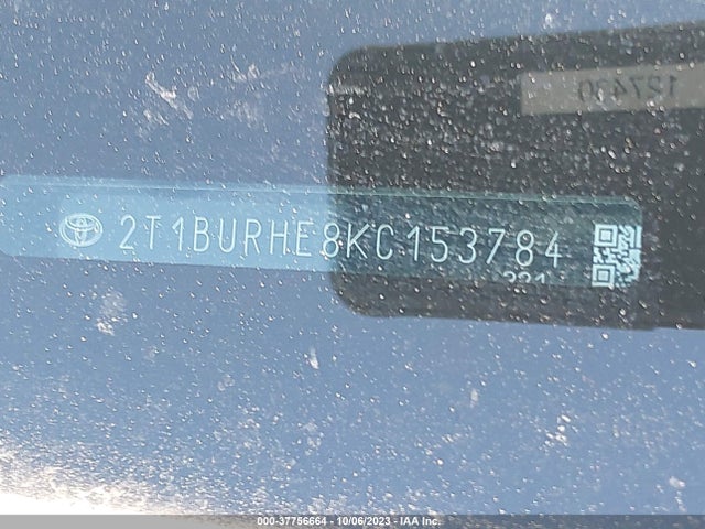 2019 TOYOTA COROLLA L/LE/SE/XLE/XSE VIN: 2T1BURHE8KC153784